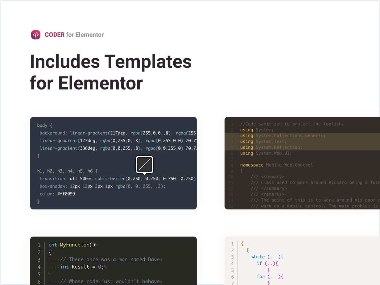 可视化代码高亮插件 Coder Syntax Highlighter for Elementor V1.0.0